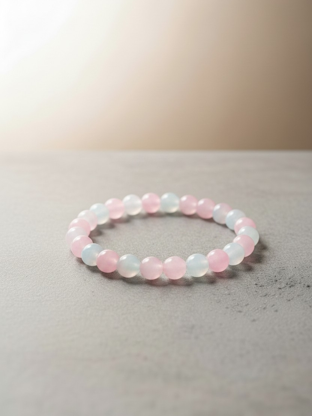 Delicate Pink & White Bead Stretch Bracelet for Women